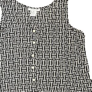 Vintage Halston Intimates 100% Silk Sleep Shirt M Geometric Print